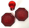 Ruby Red Glass Coasters + Glass with CADMIUM Glows Under UV Light - 3