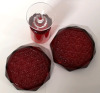 Ruby Red Glass Coasters + Glass with CADMIUM Glows Under UV Light - 4