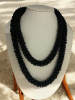 Black Chunky Glass Seed Bead Necklace Fabulous Black Cab Modern Drop Necklace - 2