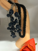 Black Chunky Glass Seed Bead Necklace Fabulous Black Cab Modern Drop Necklace - 6