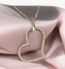 10K White Gold Chain 10K Diamond Chip Open Heart Pendant - 2