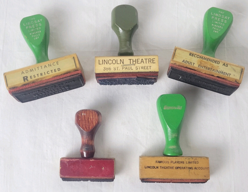 Vintage Lincoln Theatre Rubber Stamps . Five (5) Stamps