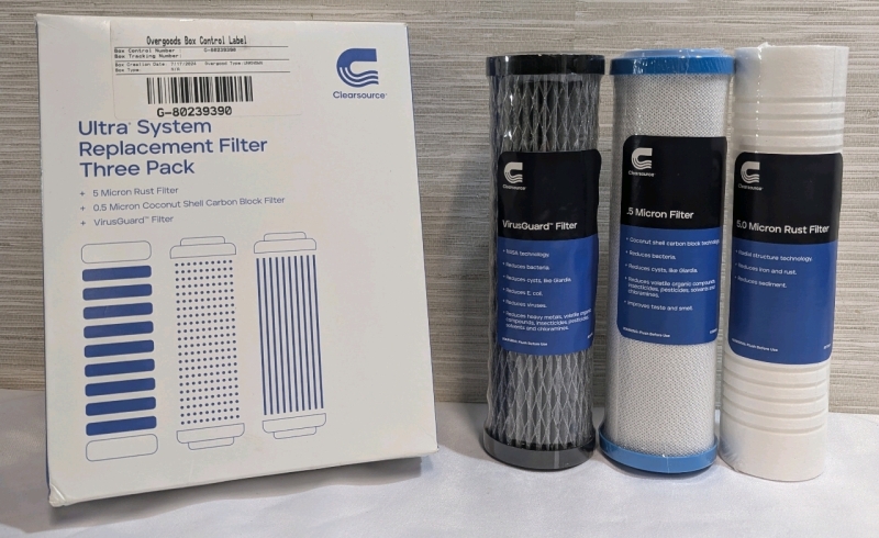 New: Ultra System Replacement Filter 3-Pack - 5 Micron Rust Filter - 0.5 Micron Coconut Shell Carbon Block Filter - VirusGuard Filter