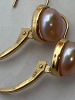 14K Yellow Gold Leverback Pink Pearl Earrings - 4