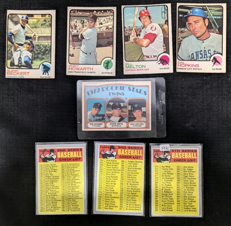 1970 - Topps - 2nd/3rd/4th Series Baseball Check List UNCHECKED - As Well As 4 Trading Cards - As Well As 1972 Rookie Stars Twins - Bob Gebhardt - Steve Brye - Hal Haydel