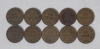 1920 - 1936 Canadian King George V Small Cent Pennies . 1920 , 1921 , 1928 , 1929 , 1932 ×2 , 1933 , 1934 , 1935 & 1936