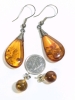 2 Pairs of Gorgeous Amber Earrings | Studs & Danglers | Up to 2.4" Long - 2