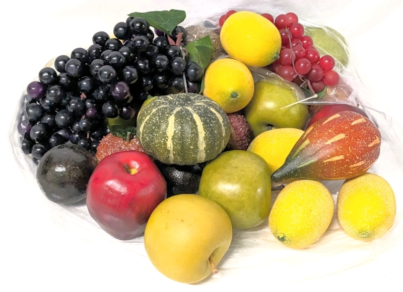 25+ Pieces of Artificial Decorative Fruit, Gourds & Nuts | Deep Purple Grapes 12" Long