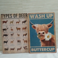 2 Metal Tin Sign 12x8" Animals