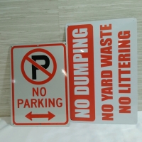 2 New Metal Tin Signs: lNo Parking & No Dumping 12x8" - 7x10"