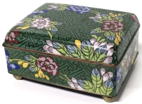 Lovely Cloissone Copper Enamel Floral Trinket Box | 3.75" x 3" x 1.75" Tall