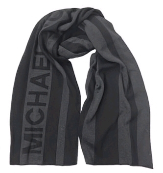 New MICHAEL KORS Vertical Logo Jacquard Muffler Scarf | Style 33411C / BLK | Retailed for $98!