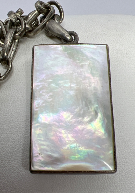 925 Sterling Rectangular Mother of Pearl Pendant