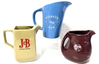 3 Vintage Ceramic Alcohol Advertising Pitcher Jugs | J&B Scotch, Gilbey's Gin, McCallum's Scotch |