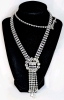 5 Silver Tone Rhinestone Necklaces | Up to 30" Long - 5