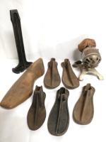 Cast Iron Cobbler Shoe Forms + Stand + Hamilton Beach Shoe Polisher