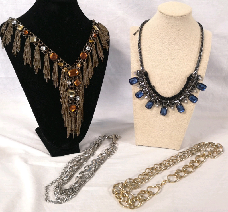 4 Statement Necklaces - Necklaces up to 19" Long