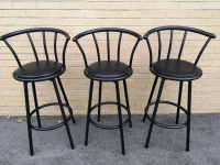 3 Swivel Bar Stools with Backs