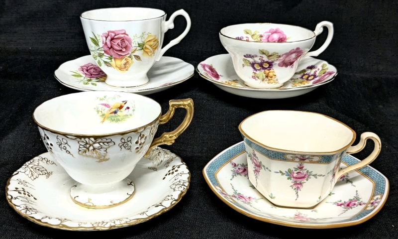 Royal Crown Derby "Vine", Minton, Kent & Geathxote Tea Cups & Saucers