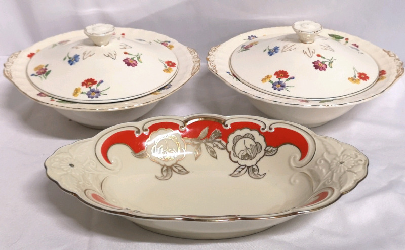 Grindley Lidded Serving Dishes + Bavaria Serving Bowl