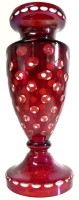 Neat Ruby Cut to Clear Polka Dot Glass Vase | 6.8" Tall