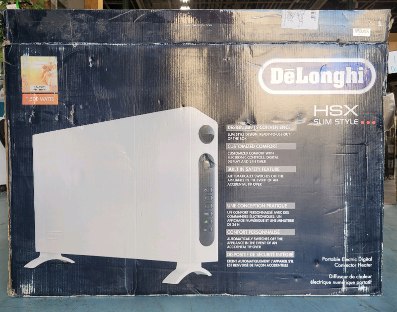 DeLonghi HSX Slim Style Portable Electric Digital Convector Heater 120V 1500W , Model # HSX4315ECA . Tested Working