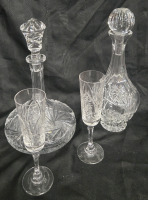 4 Pcs New | Crystal Decanter & Champagne Flute Set | ( 2 ) Decanter W/ Pinwheel Design Tallest Measures 13.5" & ( 2 ) Champagne Flutes W/ Pinwheel Design 8¼" Tall