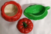 Carlton Ware Small Cabbage Leaf Sauce Boat + Tomato Lidded Dish - 2