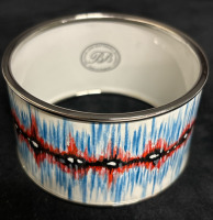 Bilston & Battersea Enamel Wide Bangle Halcyon Heart Beat Bangle BB England