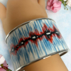 Bilston & Battersea Enamel Wide Bangle Halcyon Heart Beat Bangle BB England - 6