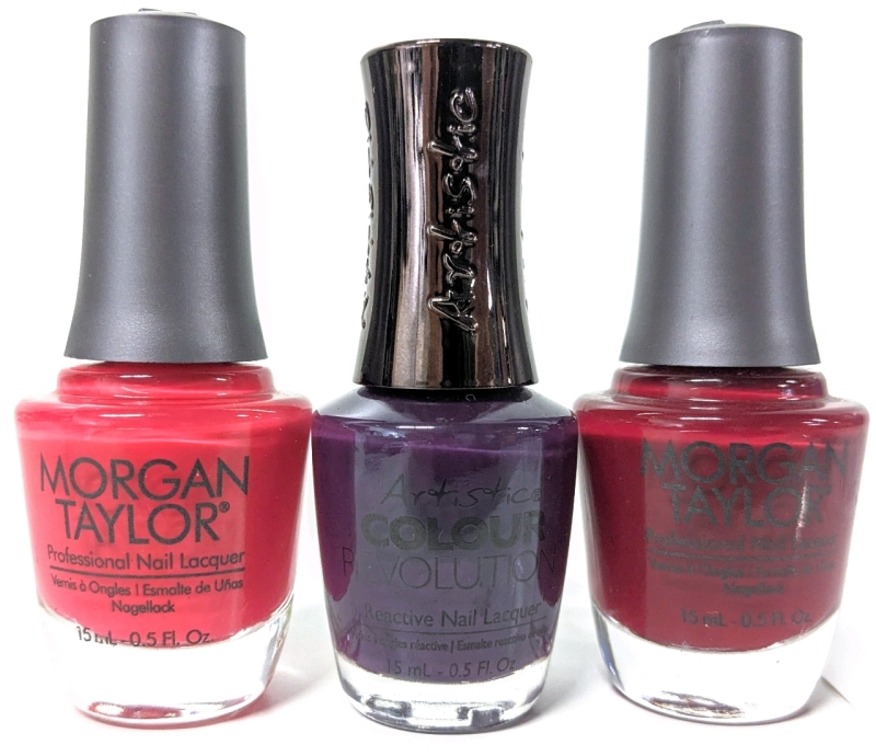 2 New Morgan Taylor Professional Nail Lacquers | "I Totally Paused", "Man of the Moment" & Artistic Colour Revolution Reactive Nail Polish "Fierce" | 15ml ea