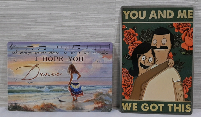 New 2pcs Bob's Burgers & Ocean Beach Metal Signs - 12"X8"