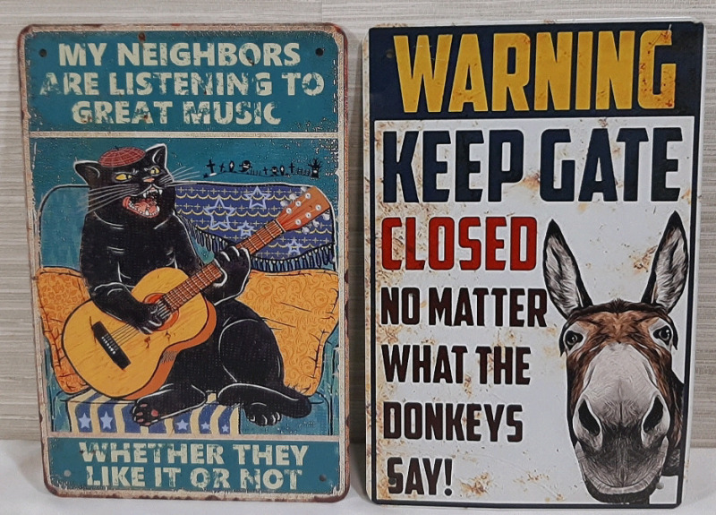 2 new Animal Metal Signs - 12"X8"