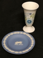 Wedgwood Vase 4" Tall & Plate 4.4" Diameter