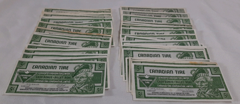 50pcs Canadian Tire 5 Cent Cash Bonus Bills