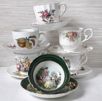 6 Teacups & Saucers, Includes Duchess, Stafford Shire, Royal Wentworth & Royal Worcester