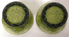 2 Unsigned Fenton Daisy and Button Green Indiana Glass Top Hat Vases 3.25" Tall - 3