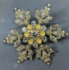 Large Snowflake Brooch Rhinestones Faux Pearls Frosted Chatons - 4