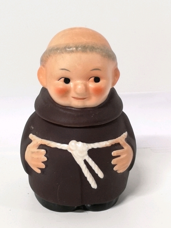 Goebel "Friar Tuck" Mustard or Jam Pot Porcelain 3.75" Tall