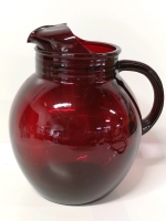 Anchor Hocking Ruby Red Glass Pitcher - 9" Tall