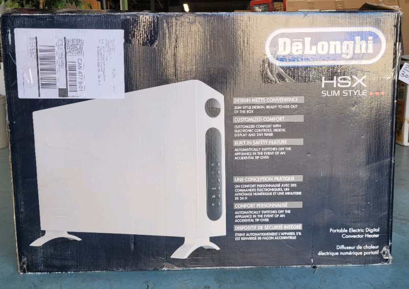 DeLonghi HSX Slim Style Portable Electric Digital Convector Heater 120V 1500W , Model # HSX4315ECA . Tested Working