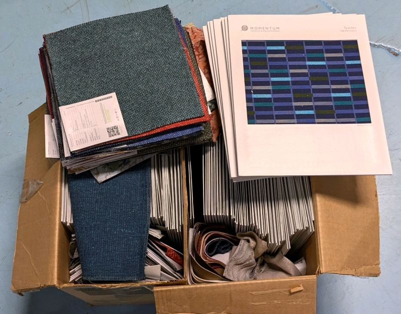 Large Box PACKED with Hundreds of Assorted Fabric & Textile Samples | Sample Fabrics Up to 8.5" x 8.25"