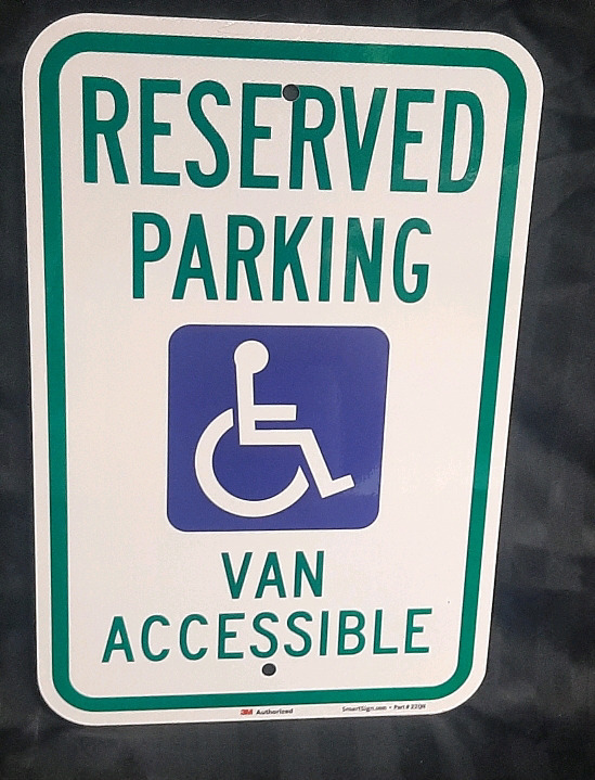 New Reserved Parking / Handicap Van Accessible Metal Sign - 18" X 12"