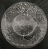 New | BF Handcrafted Glass Cheese Plate With Frosted Floral Design | Measures 13.5" Dia - 2