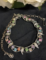 Early Coro Signed Multi Pastel Rhinestone Vintage Necklace