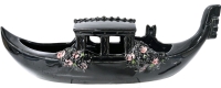 1950s McCoy USA Ceramic Black Gondola Planter w Flowers | 11.5" Long x 3.8" Tall