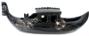 1950s McCoy USA Ceramic Black Gondola Planter w Flowers | 11.5" Long x 3.8" Tall - 3