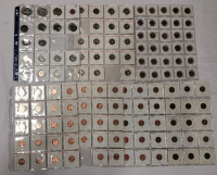 1892 - 2002 Canadian Coin Lot . 1892 Canada Silver Quarter , 1968 Dollar Coins (2) , 1940-1986 Nickels , 5 Large Cent Pennies , 110 Small Pennies.