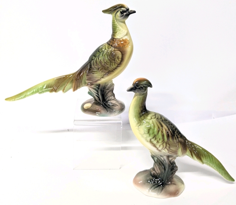 Pair of Stewart B McCulloch California Porcelain Pheasant Figures | Up to 7" Tall