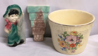 Vintage Ceramic Wall Pockets & Planter Pot - Royal Cosplay, Wade Heath & Genuine Hostess Ovenware